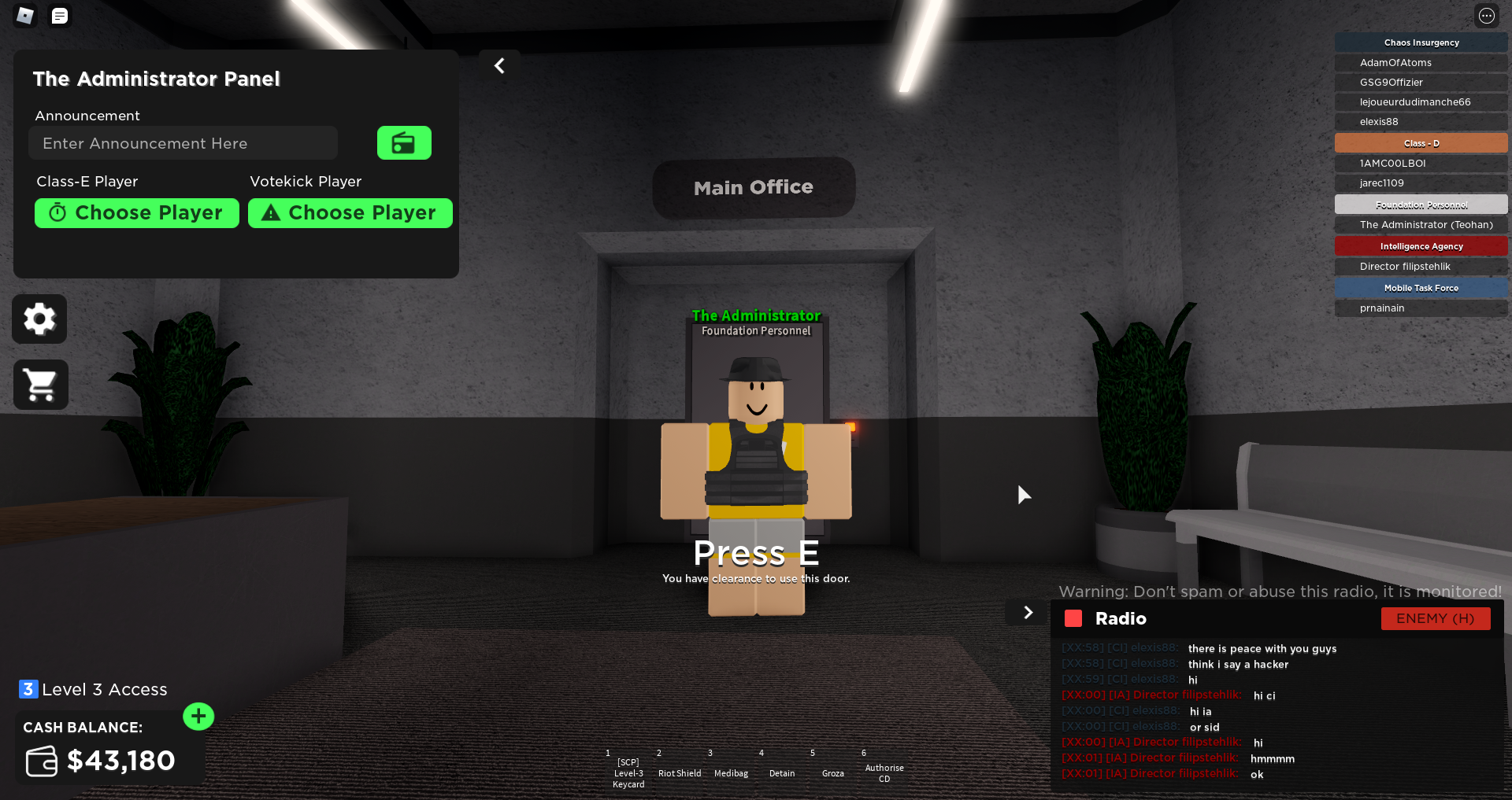 The Administrator Roblox Area 47 Wiki Fandom - how to be roblox administrator