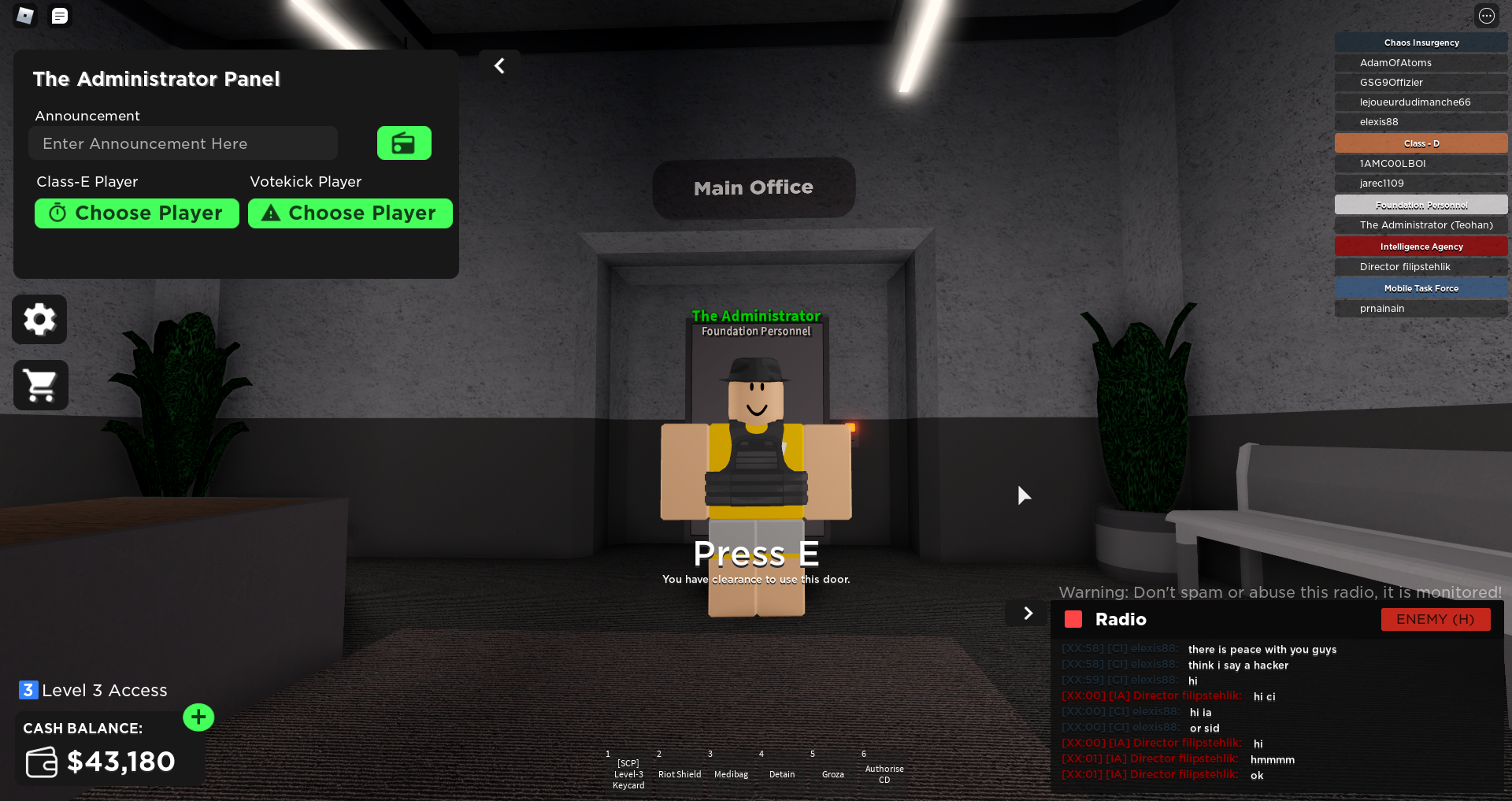 The Administrator Roblox Area 47 Wiki Fandom - roblox how to get admin in my game