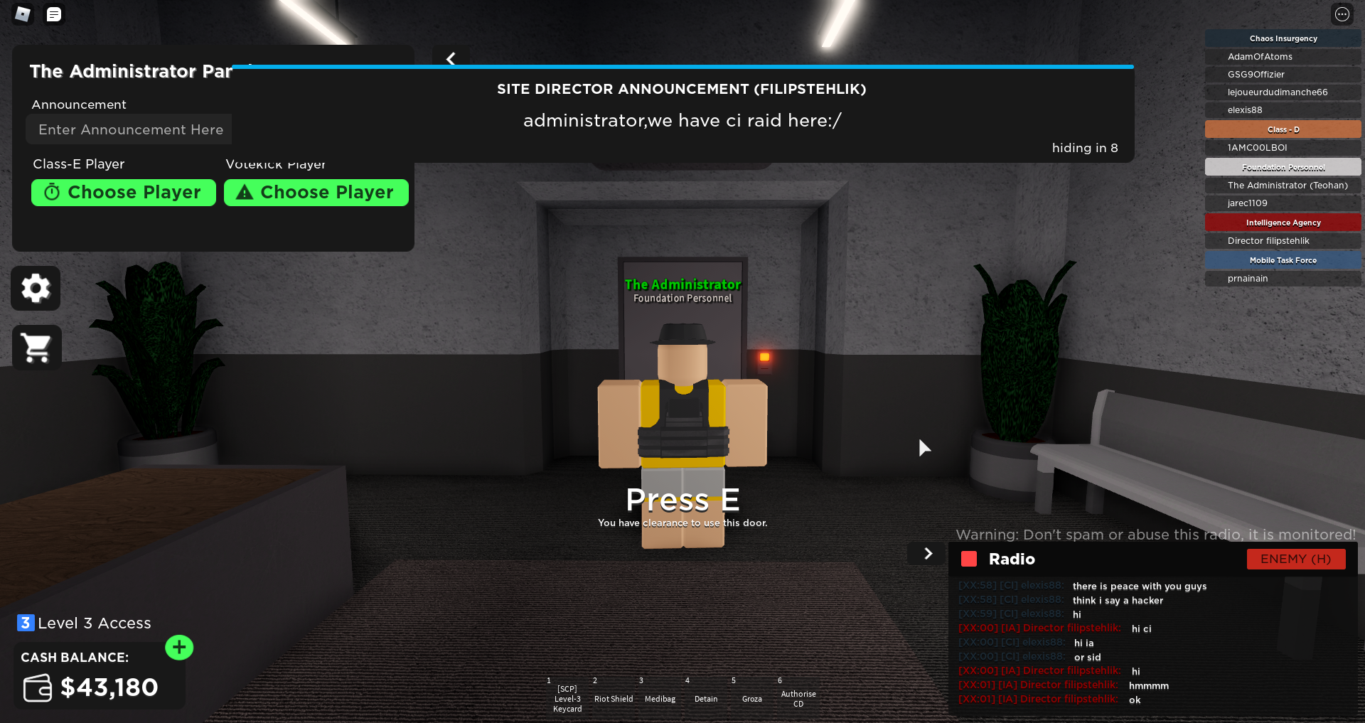 The Administrator Roblox Area 47 Wiki Fandom - area 47 roblox level