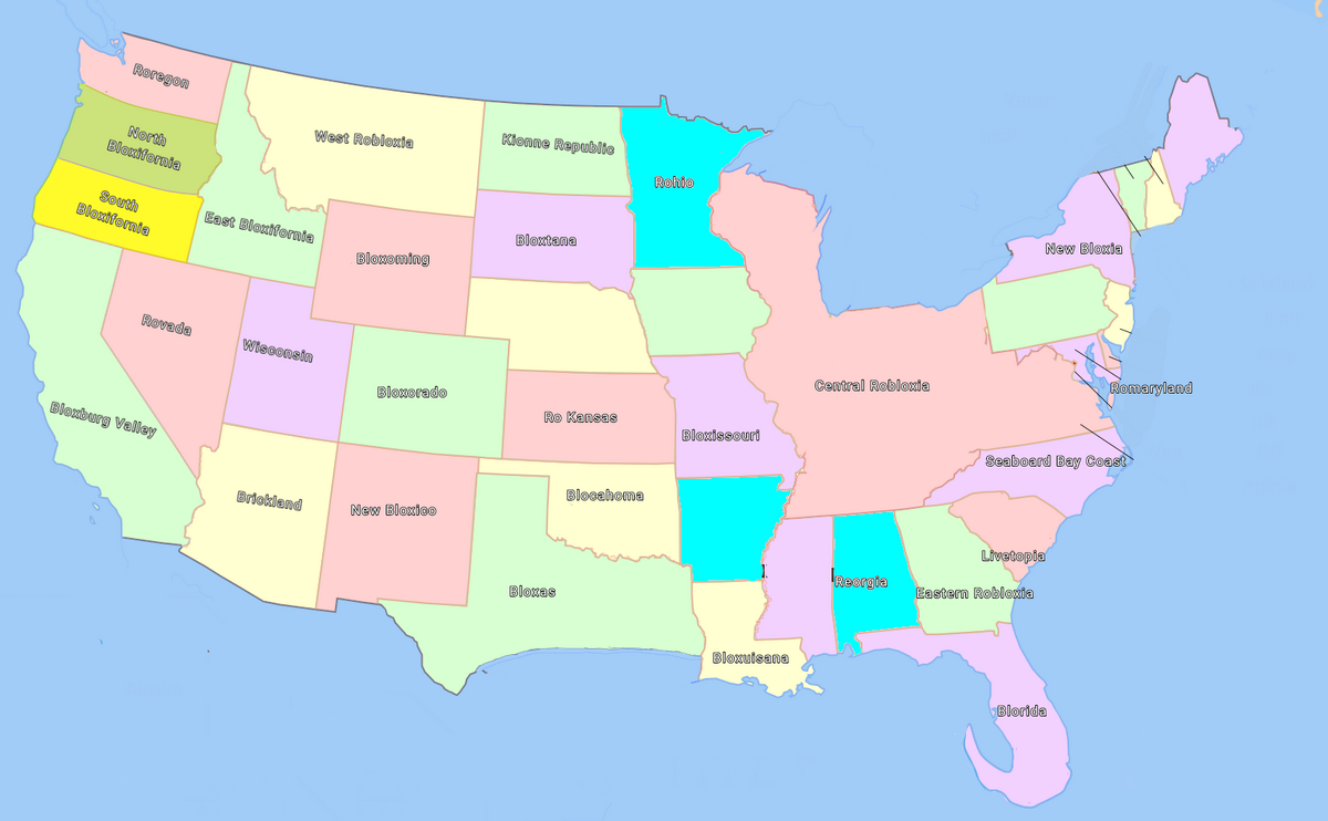 Here, is the map of United State of Robloxia, a Roblox fictional map  combining most of the games/experiences onto a massive land. :  r/imaginarymaps