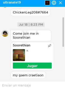 Ultranate19, telling me to join his game.