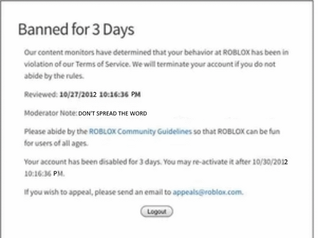 Roll A Die 3 Roblox Creepypasta Wiki Fandom - roblox banned accounted 3 days