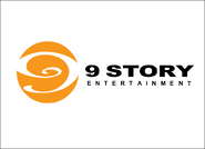9 Story Entertainment logo Orange (2002-2007) (white) horizontal