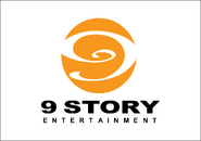 9 Story Entertainment logo Orange (2002-2007) (white)