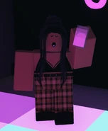 Zahrah partying at the Cosmo Club in the game's current lobby.