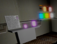 The inside of the locked room the player will find after exiting the wintery area immediately to the right. Only accessible by hitting seven hidden red buttons around Jalcrl Nwm before coming into this area.