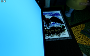 Above is a drawing showcased at spawn. The only visible letters are OTHMAN, but evidently can be inferred as Mothman.