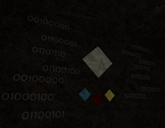 Markings and binary code on the walls of the first room under the diner