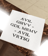 A note at the bar that can be decoded into a code using an Atbash cipher