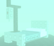 The hospital bed in “psyke” which marks the end of this place. It has “there is no cure” written on the front of it.