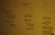 Poems scrawled on a wall in a room behind the backstage’s backdoor, detailing the demise of Mopherius’ cousin and his entrance into The Gate of Umbra.