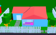 The light blue house with a camera