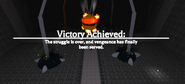 The victory message found after defeating Mind Walker Prime, the creature itself begins exploding starting with the head and moving on to the legs, with the room eventually pulsating red light all over.
