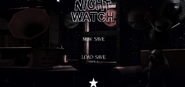 The title screen of "Night Watch" the player will see when they die or first load into the actual game.