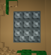 The keypad on the fourth island, and the code needed is "9356782"