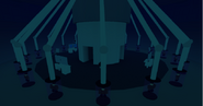 The hall in which the player is teleported after entering the base.