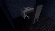 This house is the third house on the right in Sketchville, it has a teleporter. This is the bedroom area, on the table the paper reads “[Report]”