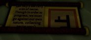 A half opened scroll that is placed next to the others.