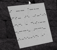 A note in Chucks Basement that is written in Morse code.
