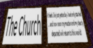 A notebook about the church the player is in.