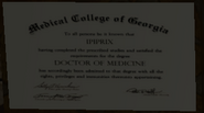 Ipiprix’s degree as seen inside of his office, hitting this with the crowbar will reveal a hidden safe behind it.