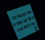 The note left by ‘C’ on the door cabin.