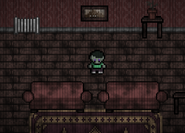 An image of the spawn room of the pixelated lobby that player's will begin at after creating their character.