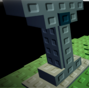Some sort of statue with a button that is needed to activate the second bridge
