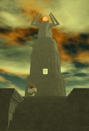 The Great Protectorate, a rare form of reactor called Protected reactor. The small structure in front of it contains text written in gibberish.