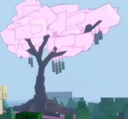 The beautiful cherry blossom tree at the center of the map in undulating peace.