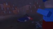 An image depicting the corpse of Napolaen after the spirits seemingly haunted him to insanity. This is the final version of the room.