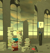 Stfil looking out a window, along with him having dialogue for the player to translate.