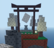 The second island with the pedestal and floating white cube above it which takes the player to ‘witness’