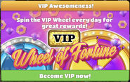 Ad stating that VIPs can spin the VIP Wheel on the Wheel Of Fortune.