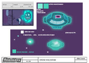 The FX design of the holographic character the drone shows in this episode