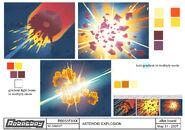 The FX design of the asteroid Protoboy threw at Robotboy and his friends and its explosion