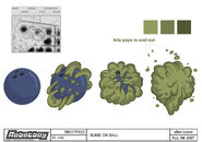 FX design of a bowling ball getting covered in slime