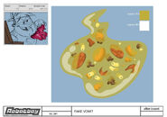 The FX design of the fake vomit Gus put in his suitcase while preparing for the sleepover