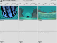 A part of the storyboard where Robotboy punches the ground underwater