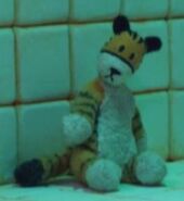 Hobbes in his stuffed form inside the mental hospital.