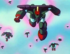 Male Power Armor is used in an attack. (Macross Saga: "Khyron's Revenge")