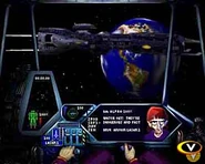 A publicity image for Robotech: Crystal Dreams, showing the SDF-3 in front of Earth