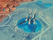 The SDF-1 in Lake Gloval in the center of New Macross City.