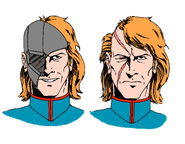 ...such as hair color (the eye piece would always have been present as a result of his injury during his final battle against Mark Landry at the end of the movie).