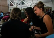 Philippa Forrester, attempting to interview the Mortis team