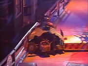 Panic Attack rams Sergeant Bash against the side wall