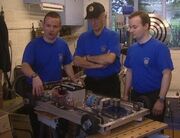 The team display the internals of the original Hypno-Disc