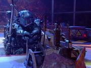 Sir Killalot almost drives into the pit