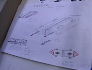 TRACIEMakingOfRobotWars2.jpg (126 KB) Design sketches for T.R.A.C.I.E., in a clip from the team's video diary, shown in The Making of Robot Wars