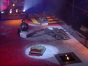 Refbot spins on the spot with his extinguisher going